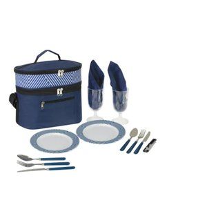 GNBI Picnic Set For Two, Navy/White/Black